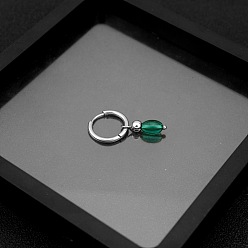 Платина 201 Серьги-кольца из нержавеющей стали и стекла, овальные, платина, 32 мм