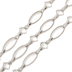 Платина Латунные звенья цепи с покрытием стойки, без кадмия и без свинца, долговечный, овальные, платина, 16x8.5x0.8 мм, ссылка 2: 7.5x1.5x3.5 мм, ссылка 3: 8x8x1.5 мм
