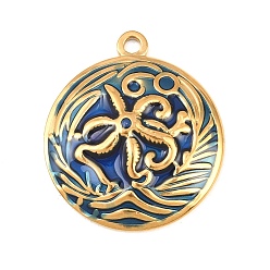 Круглые 304 подвески из нержавеющей стали, с эмалью, золотые, круглые подвески, 28x24.5x4 мм, отверстие : 2 мм