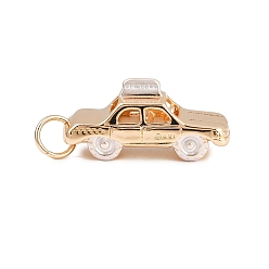 Mixed Color Brass Pendants, Taxis, with Jump Ring, Mixed Color, 23x9x11mm, Hole: 4mm