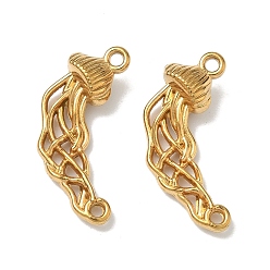 Настоящее золото 18K 304 подвески для соединителей из нержавеющей стали, медуза, ионное покрытие (ip), реальный 18 k позолоченный, 25.5x12x6 мм, отверстия : 1.5 mm и 1.6 мм