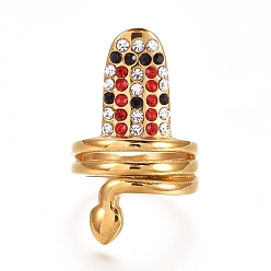 Разноцветный (продажа фабрики ювелирных изделий)ионное покрытие(ip) 304 кольца из нержавеющей стали, со стразами, золотые, кристалл и свет сиам и джет, Размер 3~5, 13~15 мм