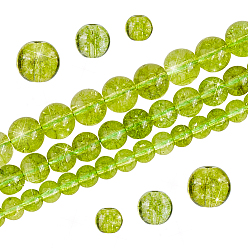 Оливковый Кварц 3 нити 3 стили натуральные потрескивающие оливковые кварцевые круглые бусины нити, 6~10 мм, отверстие : 1 мм, 1 прядь / стиль
