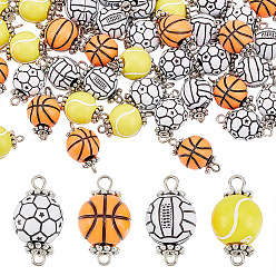 (52) Непрозрачная лаванда 48шт 4 стили акриловые шаровые соединители подвески, с космическими бусинами античного серебра, круглый шар, разноцветные, 20x11.5~12 мм, отверстия : 1.6 mm и 2.5 мм, 12 шт / стиль