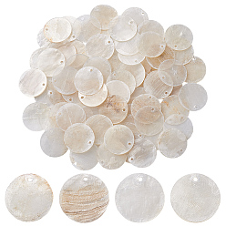 Белый Дым Подвески из натуральных ракушек Capiz, Дисковые подвески, серый, 20~20.5x0.5~1.5 мм, отверстие : 1.4 мм, 120 шт