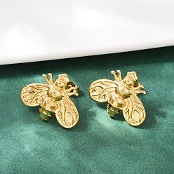 Bees 304 из нержавеющей стали серьги, реальный 18 k позолоченный, Пчелы, 17.5x22 мм