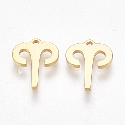 Овен Ионное покрытие (ip) 304 брелоки из нержавеющей стали, созвездие, реальный 18 k позолоченный, Овен, 9.5x8x1 мм, отверстие : 0.5 мм