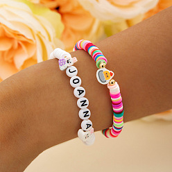 Кролик 2шт. 2 стили пасхальных браслетов из акрила, пластика CCB и полимерной глины с бусинами, эластичные, для женщин, разноцветные, кролик, внутренний диаметр: 2.17 дюйм (5.5 см)