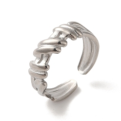 Stainless Steel Color Non-Tarnish 304 Stainless Steel Open Cuff Ring, Stainless Steel Color, Inner Diameter: 17.4mm
