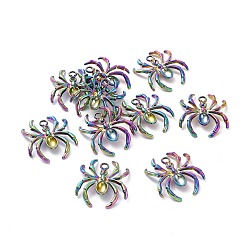 Rainbow Color Сплав шкентелей настройки горный хрусталь, без кадмия и без свинца, паук, Радуга цветов, 31x28x5 мм, отверстие : 3 мм, подходит для 2 мм и 8x5 мм rhinetone