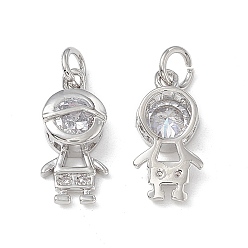 Платина Латунные микро проложить кубического циркония подвески, без кадмия, без никеля и без свинца, с целью перехода в кольце, прелести мальчика, платина, 16x8x4 мм, отверстие : 3.4 мм