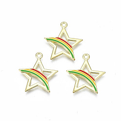 Зеленый лайм Подвески из эмали и сплава, без кадмия и без свинца, звезда, зеленый лайм, 23x21x2 мм, отверстие : 1.8 мм