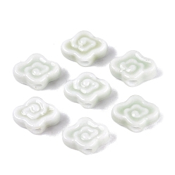 Light Green Handmade Porcelain Beads, Bright Glazed Porcelain, Cloud, Light Green, 9~10x13~14x5~6mm, Hole: 1.6~1.8mm
