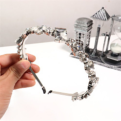 Кристалл Стеклянные резинки для волос со стразами, аксессуары для волос из железа платинового тона для женщин и девочек, кристалл, 150x130 мм