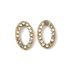 Oval 304 кабошоны со стразами из нержавеющей стали, ионное покрытие (ip), золотые, овальные, 9.5x6x1.5 мм