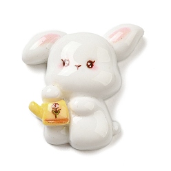 Gold Opaque Resin Cabochons, Rabbit, Gold, 24x24x8.5mm