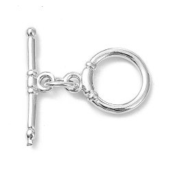 Платина Покрытие стойки латунные застежки-тумблеры, долговечный, кольцо, без кадмия и без свинца, платина, Кольцо: 15x12x2 mm, отверстие : 1.6 мм, бар: 20x5x2 mm
