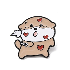 Other Animal Эмалевые значки в виде бобра с сердечком., Черный металлический значок для рюкзака или одежды, загар, 27x29 мм