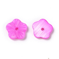 Violet Natural Freshwater Shell Beads, Dyed, Flower, Violet, 10x10.5x2mm, Hole: 1.2mm