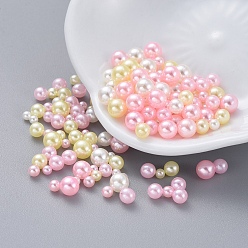Pink ABS Plastic Imitation Pearl, No Hole Beads, UV Resin Filler, Epoxy Resin Jewelry Making, Round, Pink, 2.3~4.7mm, about 250pcs/bag