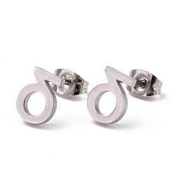 Letter D Tarnish Resistant 304 Stainless Steel Greek Alphabet Stud Earrings, Manual Polishing, Letter.D, 7~11x2~10x1.5mm, Pin: 0.8mm