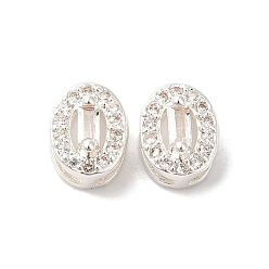 Посеребрённый Латунные микропаве из прозрачного кубического циркония, без кадмия, без никеля и без свинца, овальные, 925 серебро покрытием, 7x6x4 мм, отверстие : 1 мм