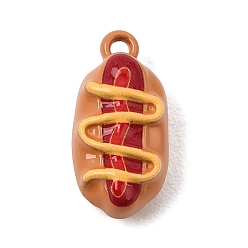 Chocolate Spray Painted Alloy Pendants, Imitation Food, Hot Dog Charms, Chocolate, 15x17mm, Hole: 1.2mm