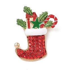 Christmas Socking Рождественская брошь из сплава со стразами для рюкзака, рождественские носки, 42x34 мм
