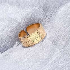 Настоящее золото 18K 304 открытые манжеты из нержавеющей стали для женщин, лист, ионное покрытие (ip), реальный 18 k позолоченный, 8 мм, внутренний диаметр: 17.2 мм