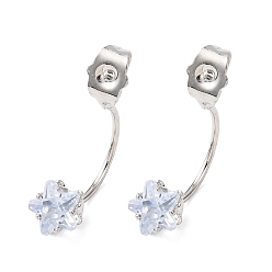 Звезда Гайки для сережек из прозрачного кубического циркония, платина, звезда, 26x7x12 мм, отверстие : 1.2 мм