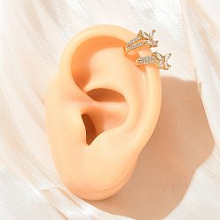 Настоящее золото 18K Серьги-манжеты С-образной формы с микропаве из латуни в виде бабочки, инкрустированные прозрачными кубическими циркониями., реальный 18 k позолоченный, 12.5x6.5 мм