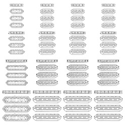 Silver 120Pcs 4 Styles Alloy Crystal Rhinestone Spacer Bars, Oval, Silver, 18~38x7~9mm, 30pcs/style