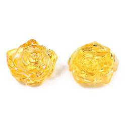 Золотистый Прозрачные кабошоны из абс-пластика, с покрытием AB цвета, роза, золотые, 18x17x6.5 мм