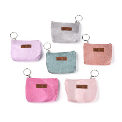 (52) Непрозрачная лаванда Вельветовые кошельки, кошелек для мелочи, Прямоугольный ключ с застежкой-молнией и железными брелоками, платина, разноцветные, 85~90x107~117x23~28 мм