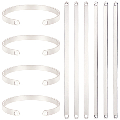 Couleur Acier Inoxydable 6pcs bracelets manchettes vierges en acier inoxydable, avec trou en forme de coeur, effet de finition au pinceau, pour la fabrication de bracelets de manchette bricolage, estampage et gravure de métal, anti-ternissement, couleur inox, 16x0.6x0.19 cm