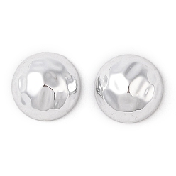 Platinum CCB Plastic Cabochons, Half Round, Platinum, 14x7.5mm
