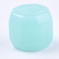 Pale Turquoise Acrylic Beads, Imitation Gemstone Style, Two Tone Color, Eight Prism, Pale Turquoise, 18x18x15mm, Hole: 8.5mm, about 152pcs/500g