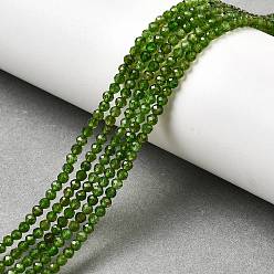 Diópsido Filamentos naturales del diopside verde, rondo, micro facetado, 2 mm, agujero: 0.6 mm, sobre 175 unidades / cadena, 15.35 pulgada (39 cm)