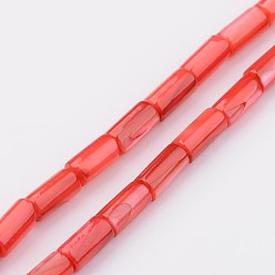 Оранжево-Красный Природные оболочки нитей бисера, окрашенные, колонка, оранжево-красный, 8x4 мм, отверстие : 0.5 мм, около 50 шт / нитка, 15.7 дюйм
