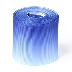 Royal Blue Gradient Rainbow Polyester Ribbon, Single Face Printed Grosgrain Ribbon, for Crafts Gift Wrapping, Party Decoration, Royal Blue, 2 inch(50mm), about 5 yards/roll(4.57m/roll)