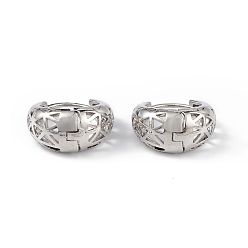 Платина Прозрачные кубические циркониевые треугольные полые толстые серьги-кольца, украшения из латуни для женщин, долговечный, без свинца и без кадмия, платина, 17.5x5~9 мм, штифты : 1 мм