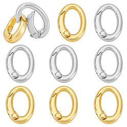 Платиновый & Золотой 12 шт. 2 цвета стойка покрытие латунь пружинные затворные кольца, овальные, без свинца и без кадмия, долговечный, платиной и золотом, 22x15x5 мм, 6 шт / цвет