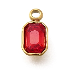 Сиамский 304 подвески из нержавеющей стали, со стразами, реальный 18 k позолоченный, ион платинт(ip), прямоугольные, Сиам, 10.5x5.5x3.5 мм, отверстие : 1.8 мм