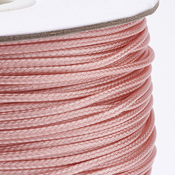 Light Salmon Braided Korean Waxed Polyester Cords, Light Salmon, 1mm, about 174.97 yards(160m)/roll