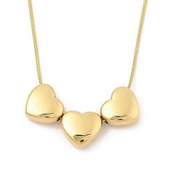 Золотой 304 ожерелья из нержавеющей стали с тройным сердечком и круглой цепочкой-змейкой, золотые, 15.79 дюйм (40.1 см)