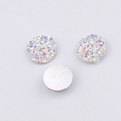 Прозрачный Druzy смолы кабошоны, круглые, прозрачные, 10x3.3 мм
