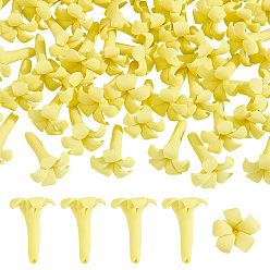 Champagner gelb 50 handgefertigte Polymer Clay Perlen, Blume, Champagner gelb, 21~24x21~24x25~26 mm, Bohrung: 3 mm