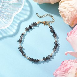 Апатит Браслеты из натурального апатита с бусинами для женщин, с 304 удлинителями цепи из нержавеющей стали и стеклянными бусинами, 7-3/8 дюйм (18.6 см)