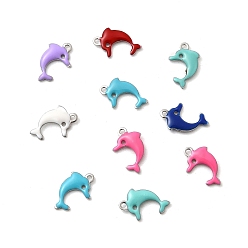 Dolphin 304 из нержавеющей стали шармы эмали, морское животное, цвет нержавеющей стали, дельфин, 12.5x8x2 мм, отверстие : 1 мм