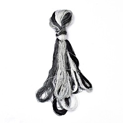 Black Real Silk Embroidery Threads, Friendship Bracelets String, 8 Colors, Gradient color, Black, 1mm, 20m/bundle, 8 bundles/set